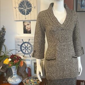 NWT Style&Co size small long brown/Gray Knit Sweater with Pockets